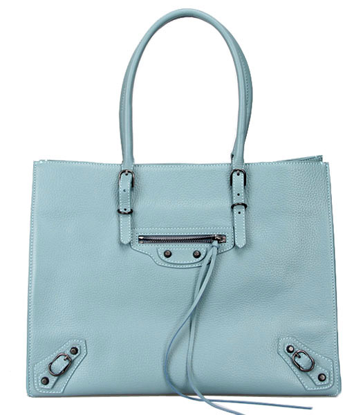 Balenciaga Tote Papier A4 Ligne Con Il Mare Blu modello del litchi Lea